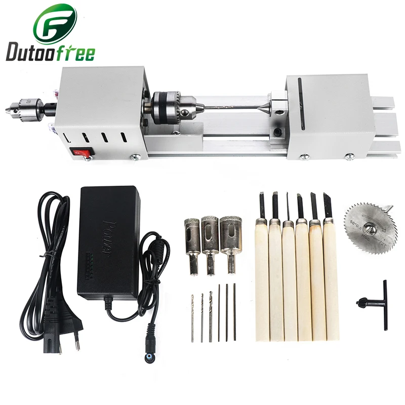 12-24V Mini Lathe Machine Tools Lathe Standard Set DIY Woodworking Buddha Pearl Grinding Polishing Mini Beads Machine