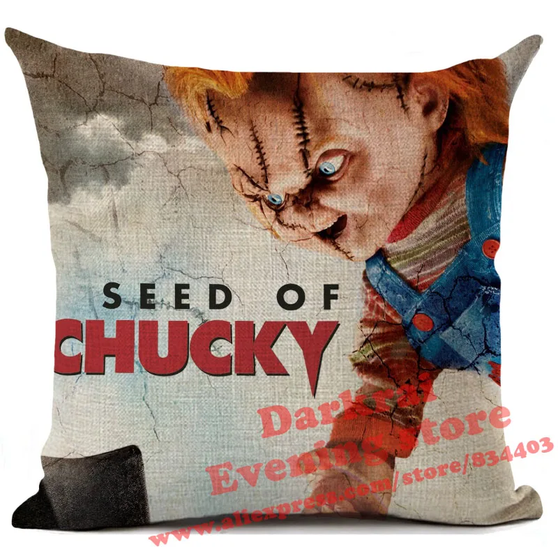 Chucky Cushion Cover Halloween Home Decoration Horror Movie Clown Printed Linen Throw Pillows Car Sofa Decorative Pillow Case