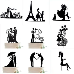 novios tarta boda Cake Flags Love Heart Wedding Cake Topper Bride Groom Wedding Party Cake Baking Decor Engagement Cake Supplies