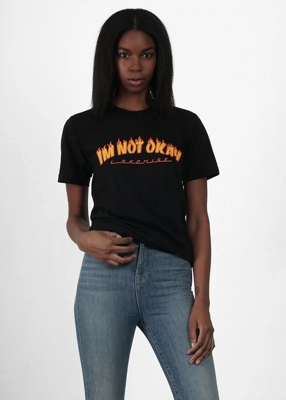 PUDO I am not okay black lives matter T shirt flame fashion I cant Breathe help us T shirt tees inst Racial  T Shirts