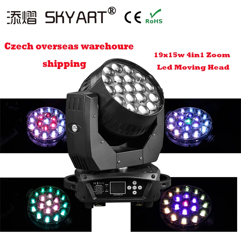 Czech shipping  design 19*15w bee eye High Power stage light led zoom moving head sharpy light