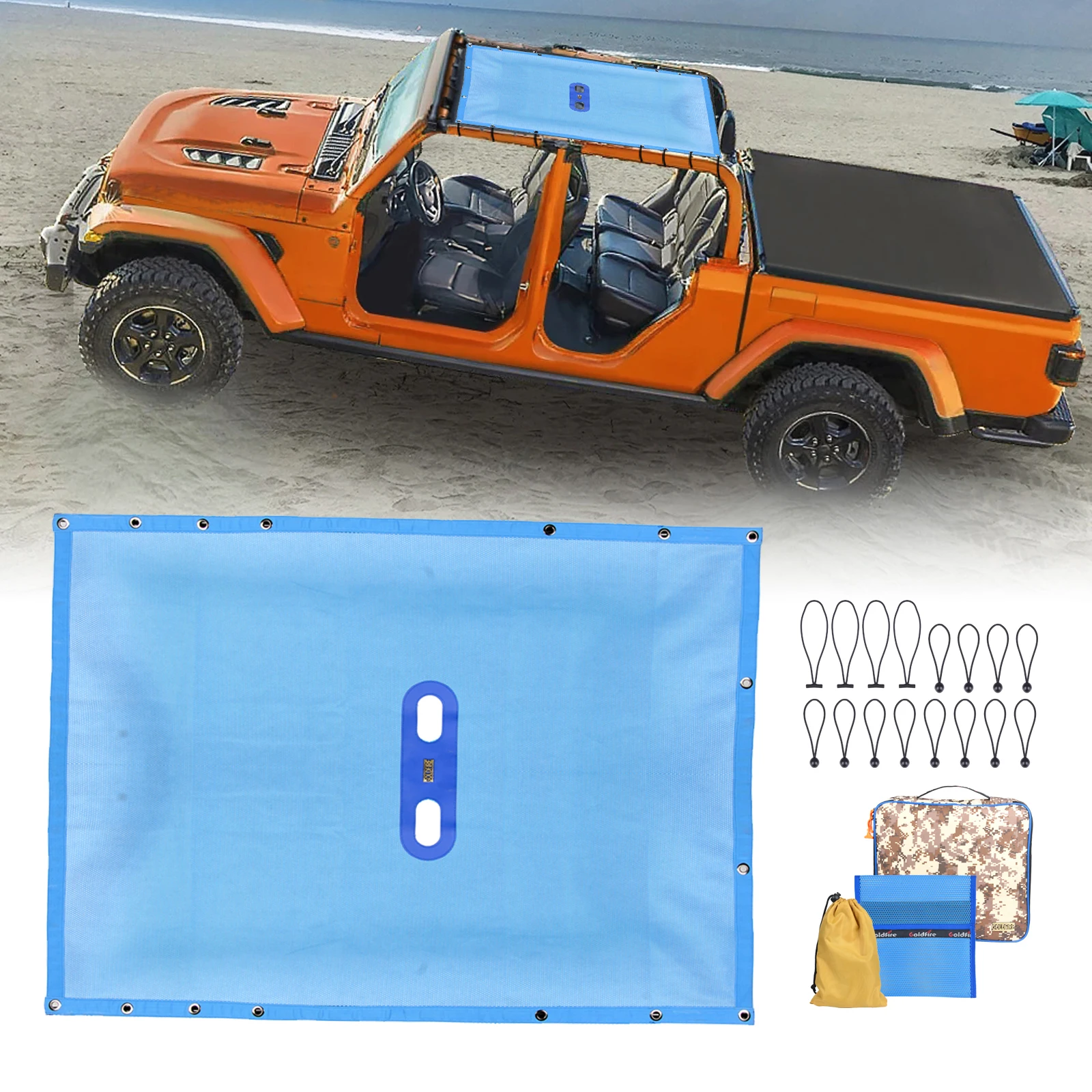 Car Cover Roof Sunshade Mesh Top Cover Anti UV Rays Insulation Net Accessories for Wrangler Gladiator JT With free Armrest Bag