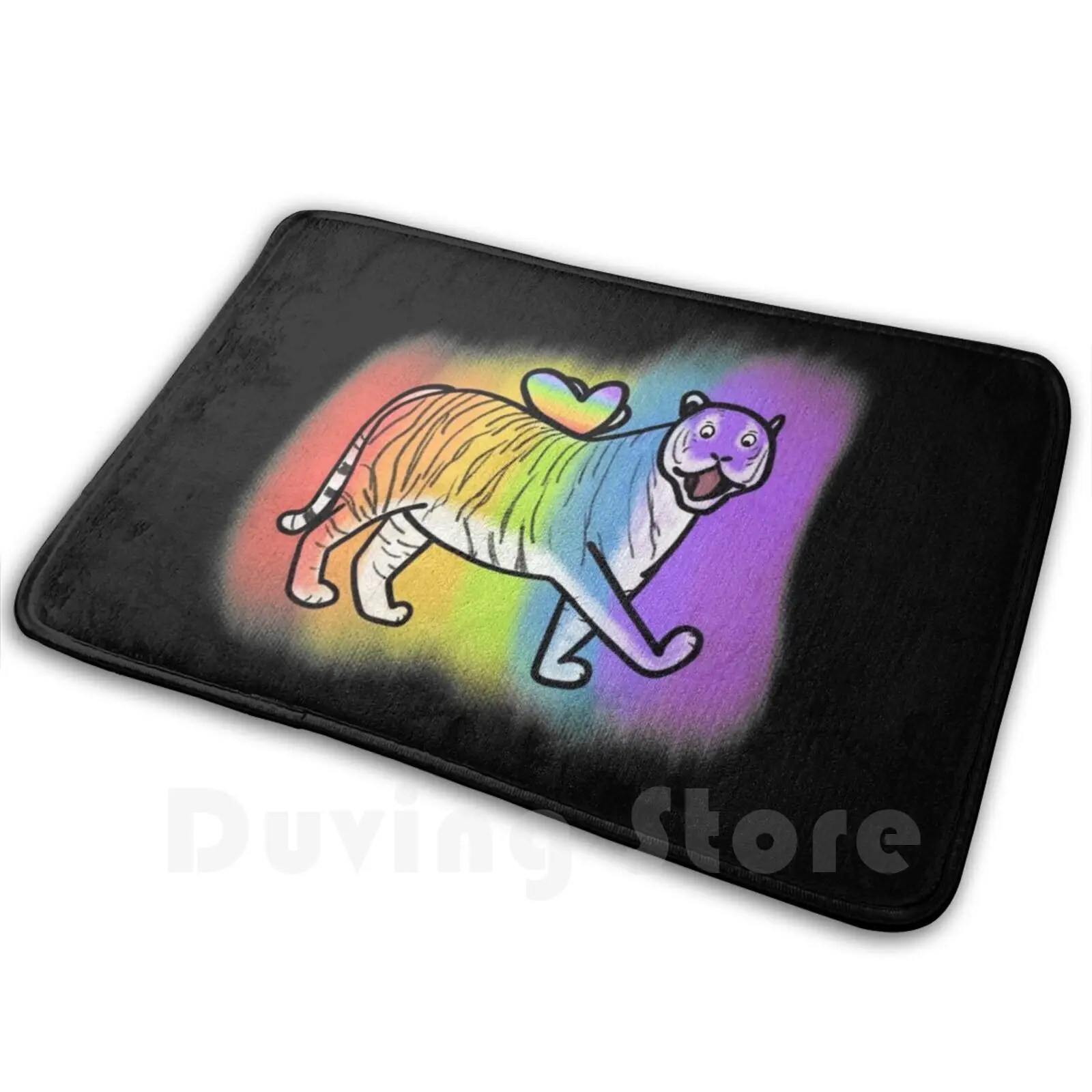 Flying Rainbow Tiger Carpet Mat Rug Cushion Marymwoolf Mary Woolf Character Cute Tiger Cartoon Animal Funny Happy Rainbow