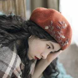 Women Winter Hat Wool Warm Beret Cap Female French Painter  Hat