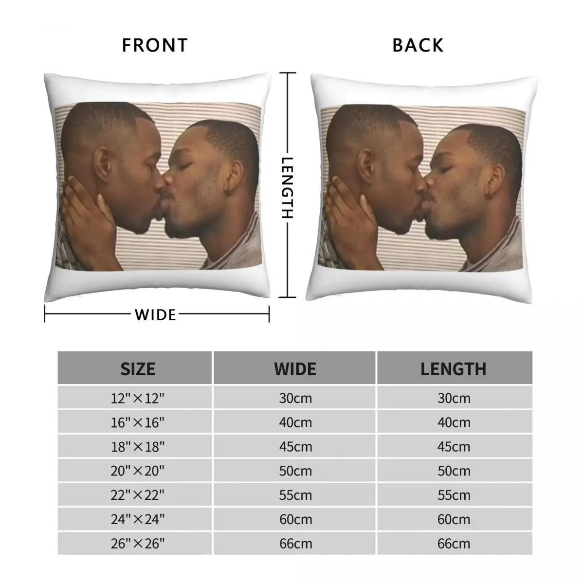 Two Gay Niggas Kissing Square Pillowcase Polyester Linen Velvet Zip Decor Pillow Case Home Cushion Cover 18\