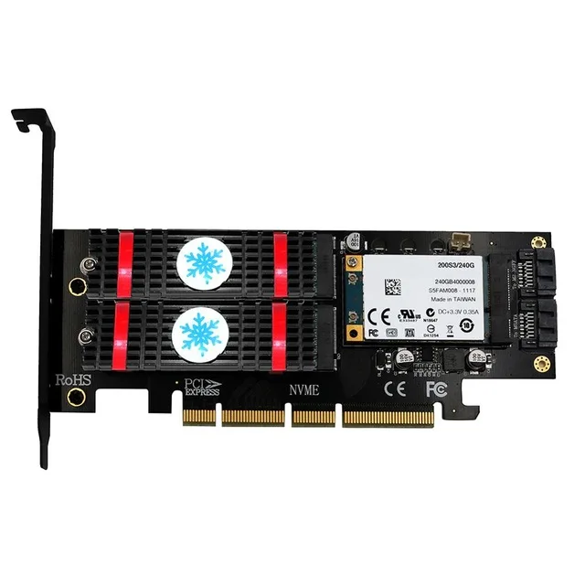 

M.2 NVMe SSD NGFF mSATA to PCI-E X4/X8/X16 Raiser M Key B Key mSATA 3in1 PCI Express Riser Card mSATA SSD PCIE M.2 SATA Adapter