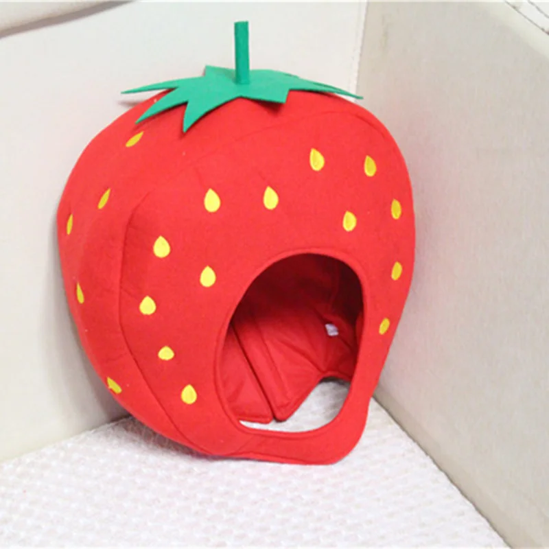 Ins Cute Fashion Simple Strawberry Headgear Girl Heart Funny Skin-friendly Comfortable Fruit Hat Annual Party Performance Props