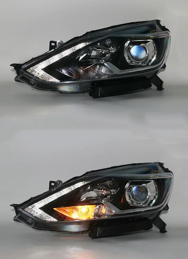 

Osmrk HID LED headlight assembly angel eye daytime running light with turn signal for Nissan Sylphy 2016-2019