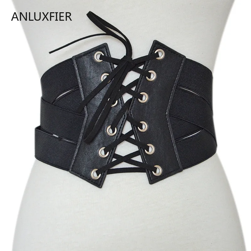 

H9854 Ladies Wide Belt Tied Band Elastic Black Waist Seal Female High Quality Fashion Casual Vintage Cummerbunds Accessories