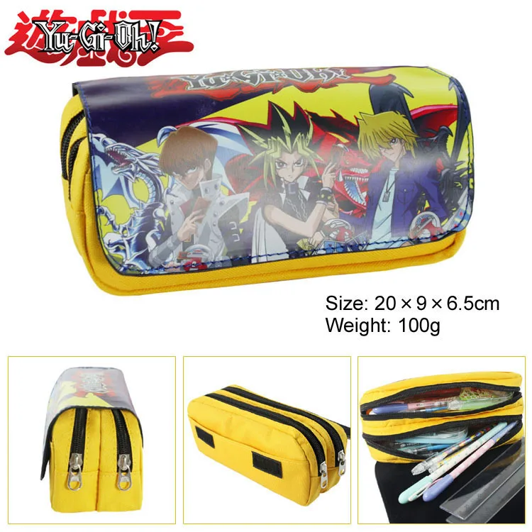 anime yu gi oh dupla camada grande capacidade case lapis oxford lona caixa de lapis escola escritorio caneta bolsa 01