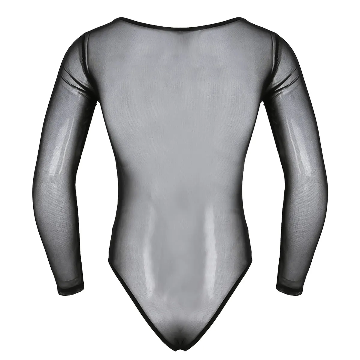 Mens See Through Underwear Mesh transparent thong Bodysuit Jumpsuit Long Sleeve Scoop Neck High Cut Bodysuit Lingerie Nightwear