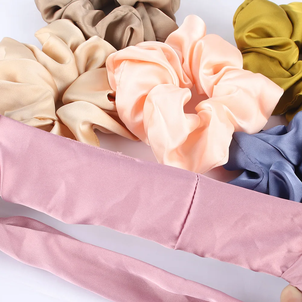 Silk Satin Scrunchies Elastic Hair Bands Women Girls Ponytail Holder Hair Ties Headbands High Quality Hair Accessories Fashion