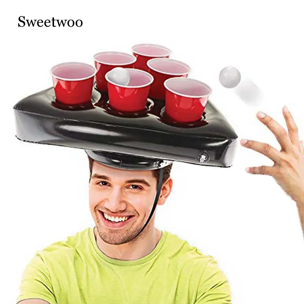 Inflatable Beer Pong Hat Floating Pong Game For Swimming Pool Party Supplies Beach Inflatable Toys For Children Giant Beer Pong