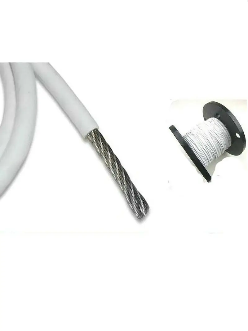 WHITE PVC Coated Flexible Soft Stainless Steel 304 Wire Rope Cable Clothesline Diameter 0.9mm 1mm 1.5mm 2mm 3mm