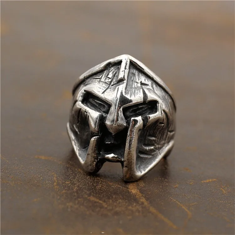 National Standard 925 Sterling Silver Warrior Helmet Men's Ring