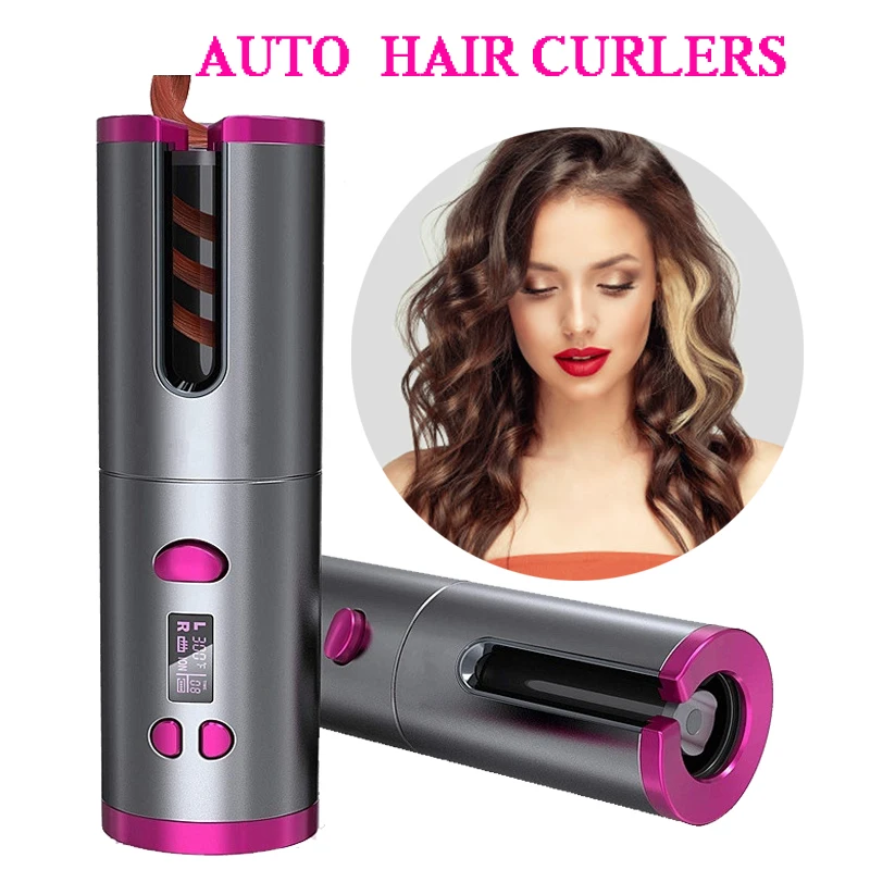 Cordless Auto Rotating Ceramic Hair Curler Curling Irons for Hair Waver Wand Curling Wand Curlers USB Charging Curler Iron