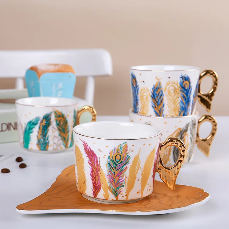 

New angel light luxury cup dish ceramic small coffee and set home Afternoon Tea exquisite