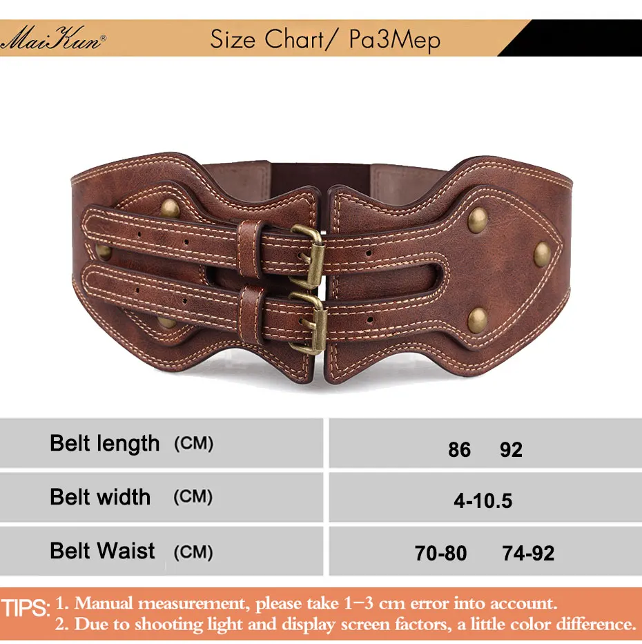 Maikun – ceinture en cuir à Double ardillon pour femme, large et élastique, passe-partout