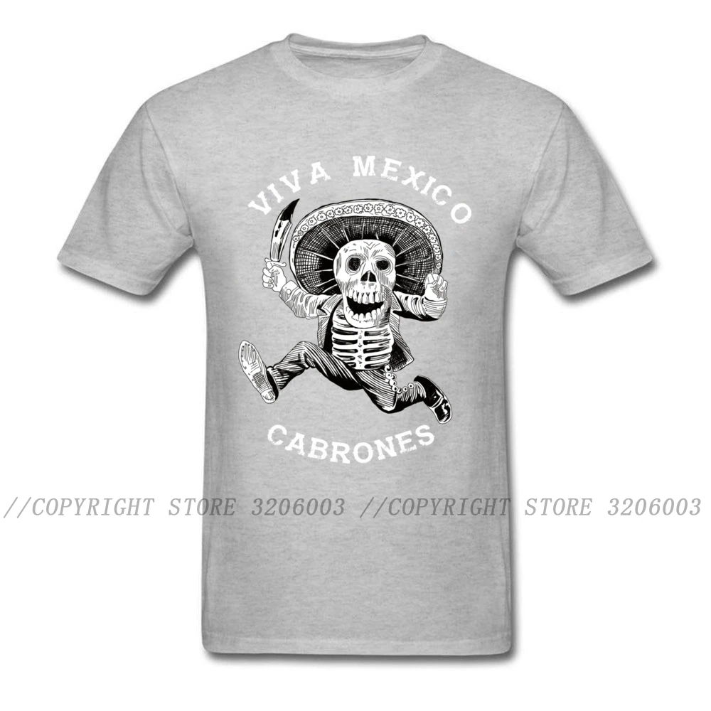 Viva Mexico Cabrones T-shirt Men Skull T Shirts Black Tshirt O Neck Summer/Autumn Funny Tops Plain 100% Cotton Fabric Clothing