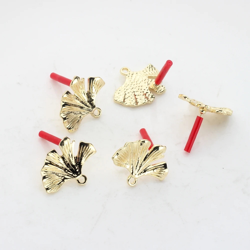 6pcs/lot Zinc Alloy  Metal Ginkgo Biloba Leaves Base Earrings Connector For DIY Tassel Earrings Jewelry Accessories