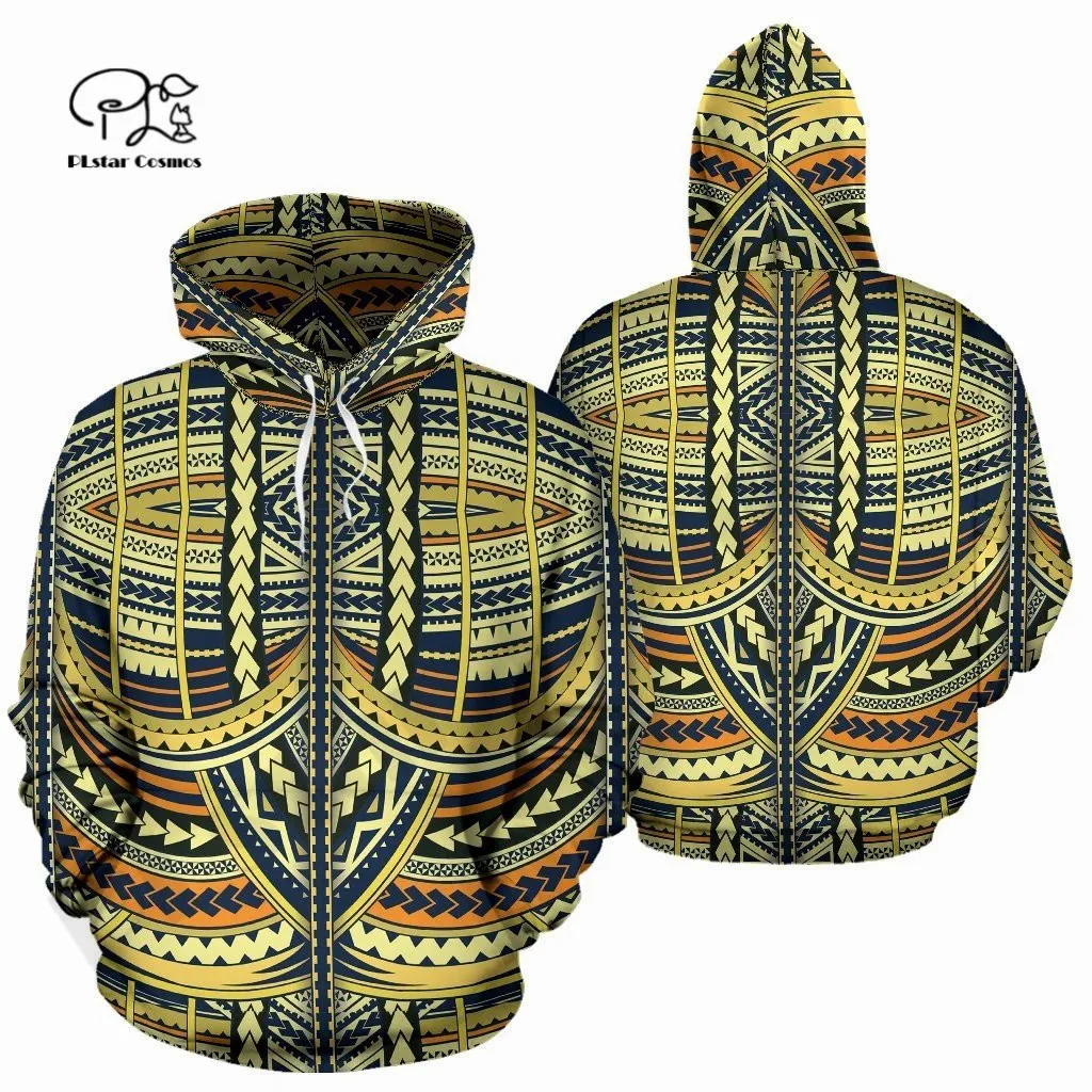 PLstar Cosmos 3DPrint Newest Tattoo Tribal Polynesian Premium Awsome Unique Harajuku Streetwear Unisex Hoodie/SweatshirtZip 3