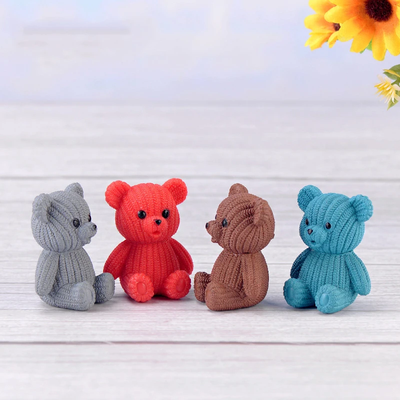 1Pcs Popular Plastic Teddy Bear Miniature Fairy Garden Easter Animal Figurines Party Gift Home Decoration Accessories