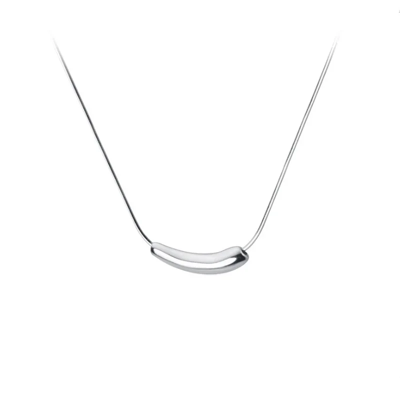 925 Sterling Silver Necklaces Women Fine Jewelry Wedding Accessories Geometric pipe Pendant Beads Necklace Wholesale