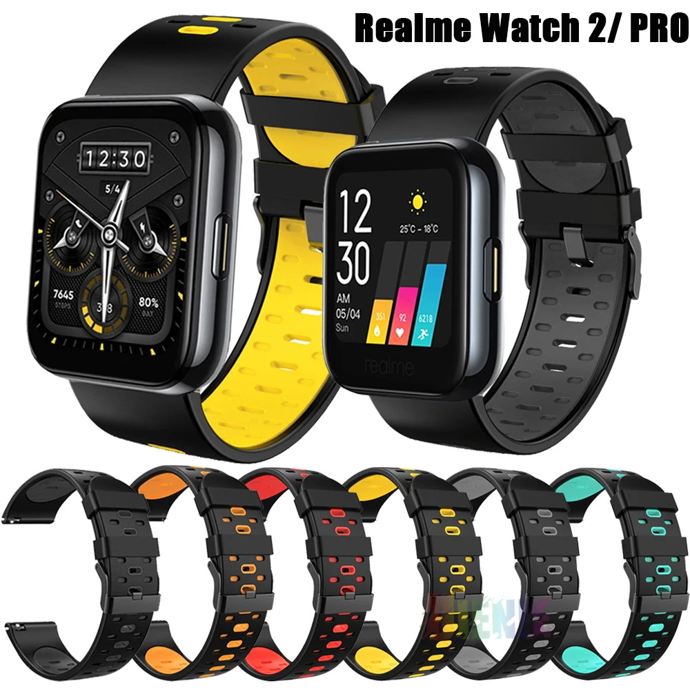 

22MM Strap Replacement Wristband For Realme Watch 2 / 2 pro Smart Watch Band Soft Silicone Bracelet Belt For Realme Watch S pro