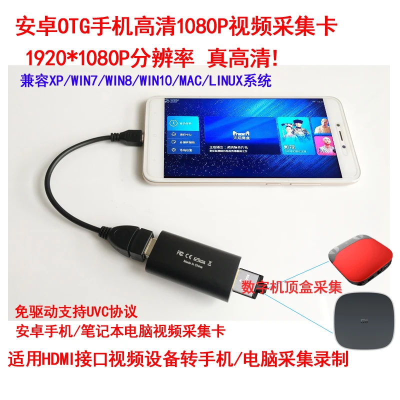 Android Mobile Phone OTG HD HDMI Capture Card 1080p Digital Set Top Box Console di gioco Video Computer chection Box