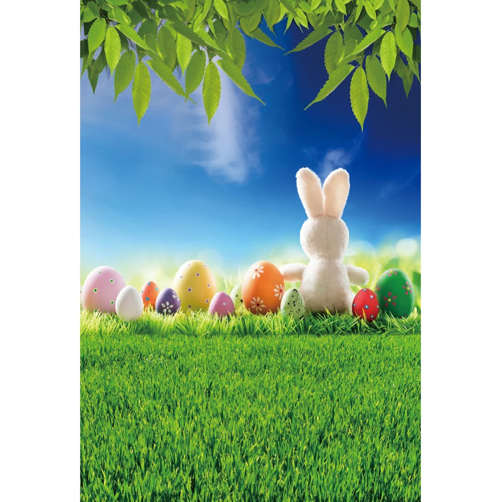 Yeeleฤดูใบไม้ผลิอีสเตอร์ไข่สีเขียวหญ้ากระต่ายการ์ตูนการถ่ายภาพฉากหลังถ่ายภาพตกแต่งพื้นหลังสำหรับPhoto Studio