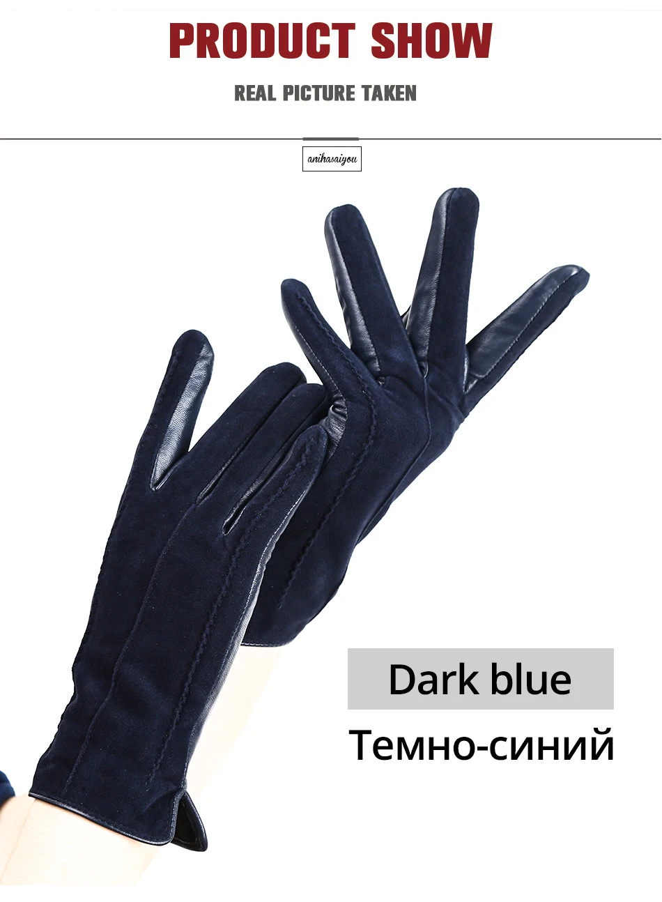 Good Quality Touch Gloves Color Winter Women's Leather Gloves Genuine Suede 50% Genuine Leather 50% Women's Gloves -2007