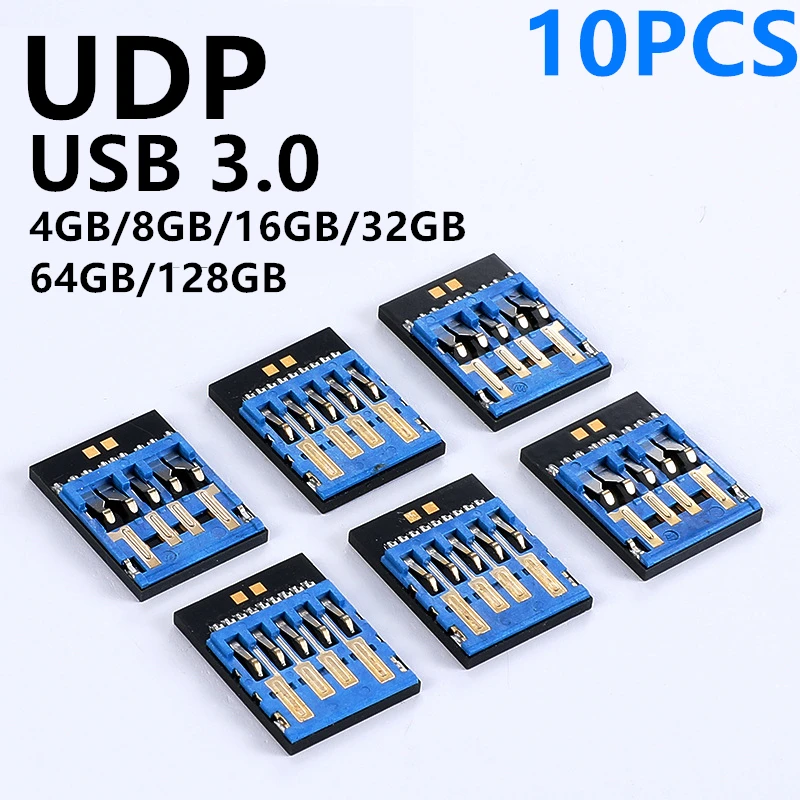 10ชิ้นขายส่ง UDP USB 3.0หน่วยความจำ4GB 8GB 16GB 32GB 64GB 128G SHORT U ดิสก์กึ่งสำเร็จรูปชิป pendrive gratis ongkir