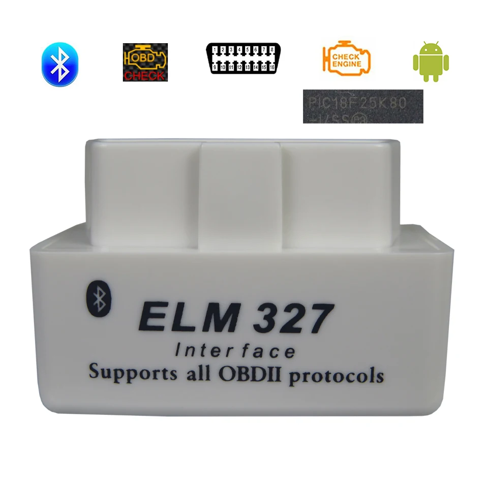 Mini ELM327 Bluetooth V2.1 OBD2 Auto Diagnostic Tools ELM 327 OBD 2 II Car Code Readers Diagnostic-Scanner For Android White