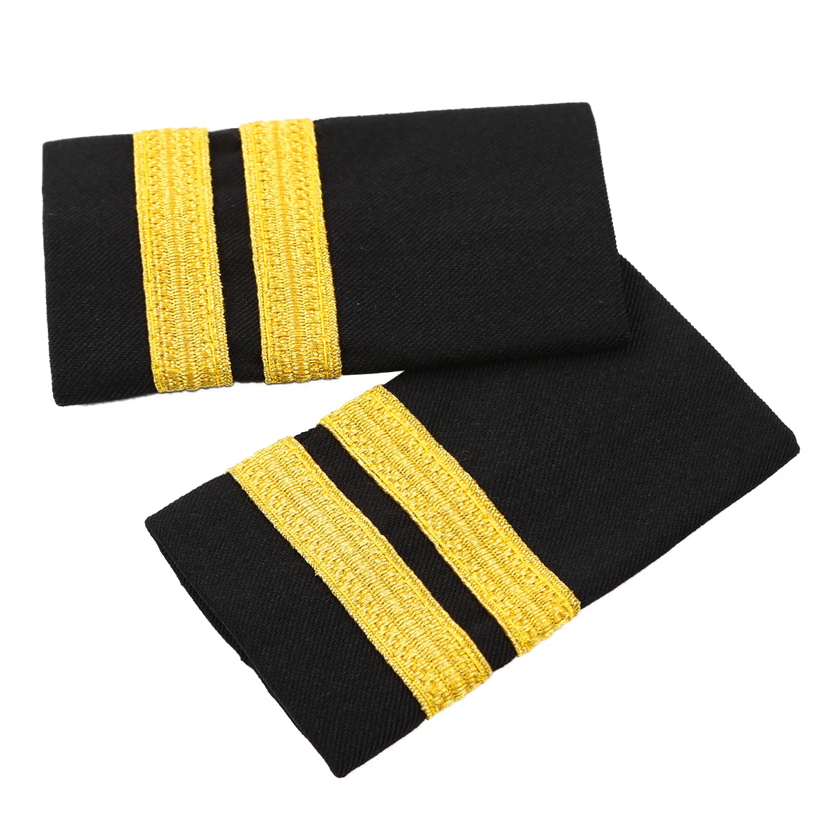 1 Pair Pilot Captain Gold Stripes Bar Epaulets Uniform Professional Decoration Shoulder Boards Epaulette DIY Badges for Clothing