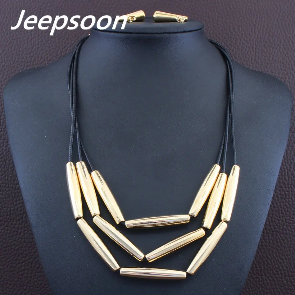 

Newest Stainless Steel fashion Jewelry Gold color Necklace And Earrings sets for Women SEDGBPDI