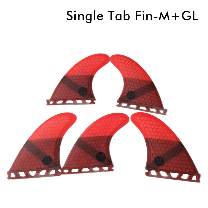 Single Tabs UK2.1 Size Tri-Quad fins Red Color surfboard fins Surf fins Honeycomb Fiberglass Good Quality