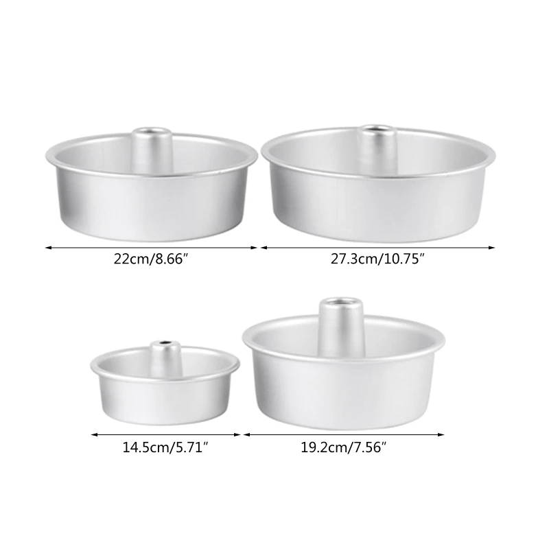 5/7/8/10Inch Aluminum Alloy Round Chiffon Cake Pan Removable Bottom Hollow Chimney Cake Mold DIY Baking Cake Tools