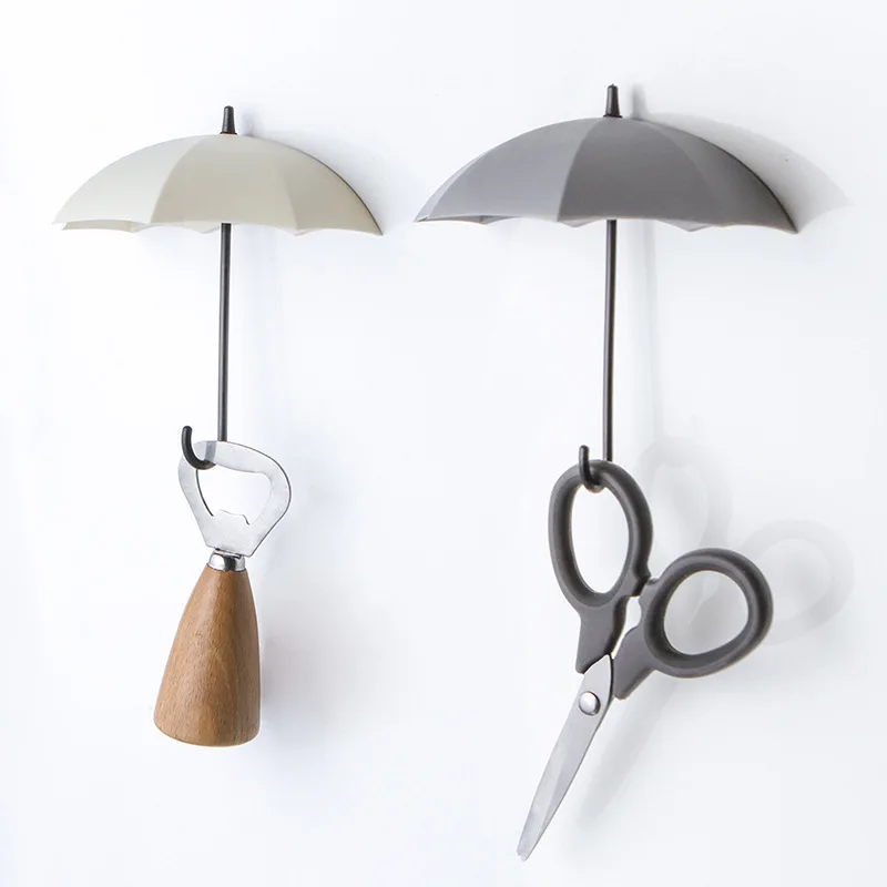 3Pcs/Lot Creative Umbrella Shaped Key Hook Wall Hanger Rack Hanging Small Items Kitchen Bathroom Storage Home Office Decor