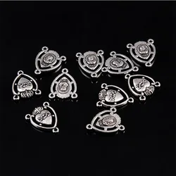 10 pieces/Christian Acred Sacred Heart Medal, Mexico Milagro Flame Heart-shaped Rosary Center Three Hole Maria Medal