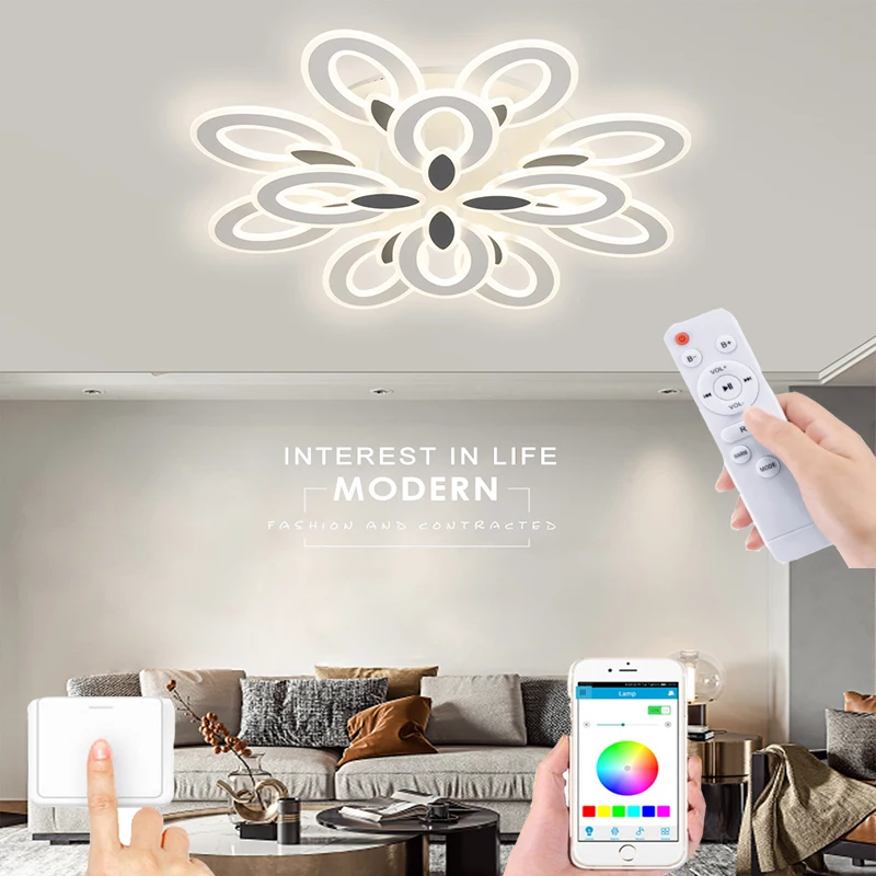 

Modern LED light intelligent remote control ceiling light petal dimming light bedroom villa restaurant hotel lobby mall lighting