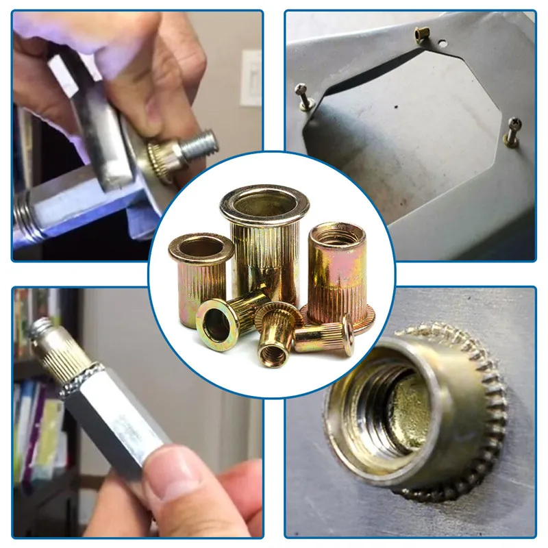 93Pcs Aluminum Rivet Nut M3 M4 M5 M6 M8 M10 Aluminum Alloy Rivnut Flat Head Threaded Rivet Insert Nutsert Cap Rivet Nut