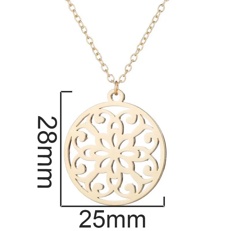 BAECYT Vintage Stainless Steel Mandala Necklace for Women Charm Choker Necklaces Chain Religious Jewelry Accesorios Mujer