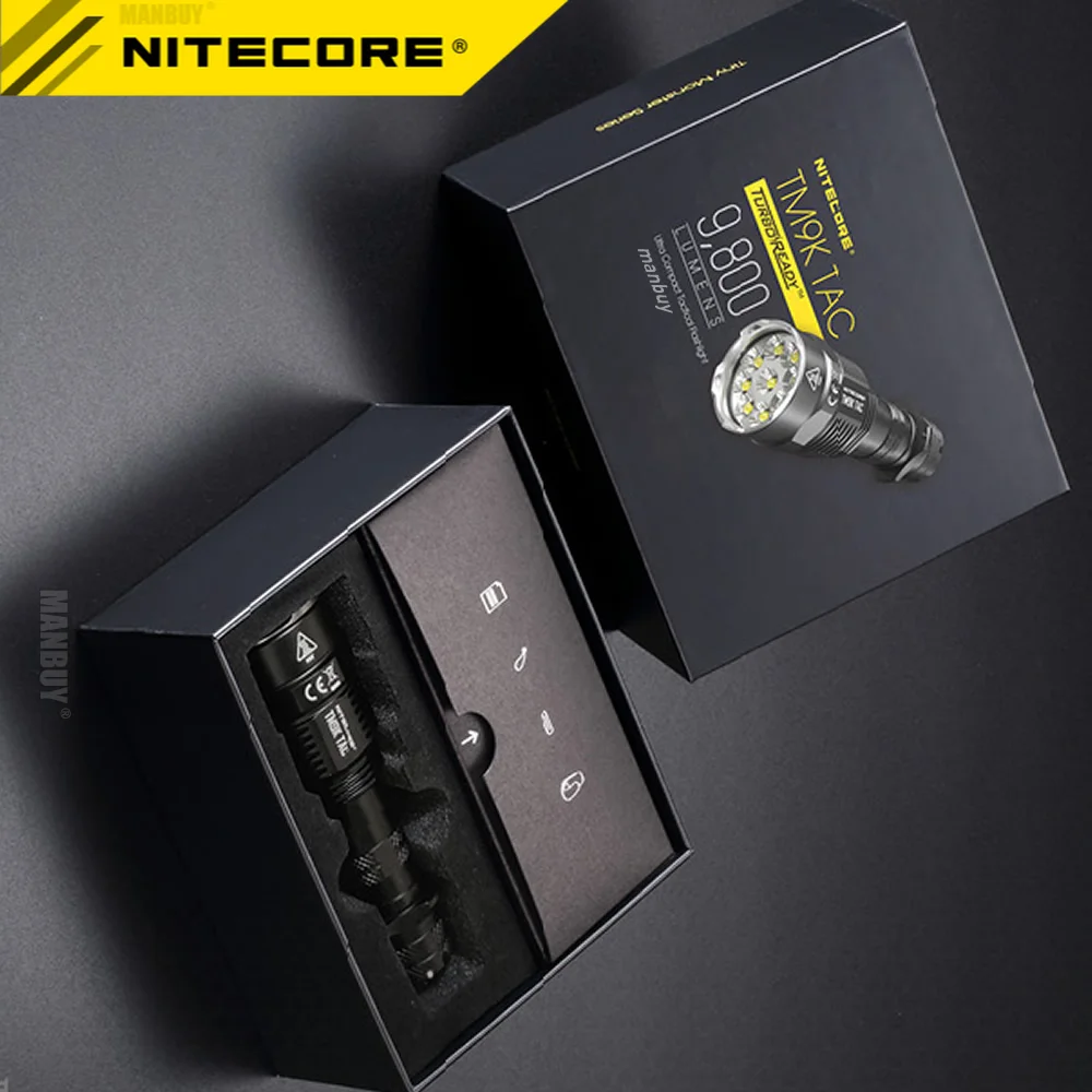 

NITECORE Searchlight Super Bright Torch Spotlight TM9KTAC 9800LM Rechargeable CREE XP-L2 HD V6 9x LEDs Flashlight + Battery Pack