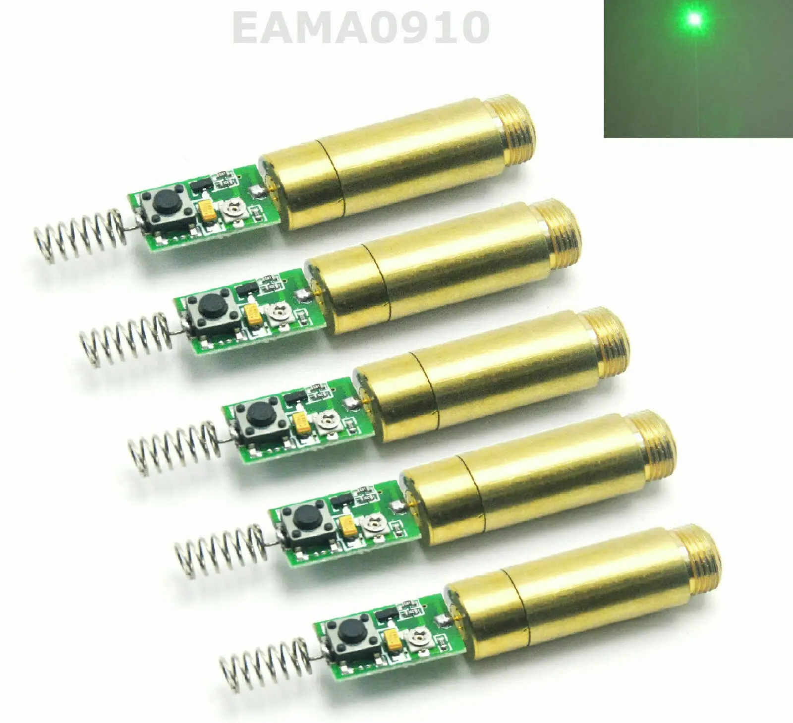 5pcs INDUSTRIAL/LAB 3VDC 532nm 5mW Green Laser Dot Diode Module w/ Driver Board