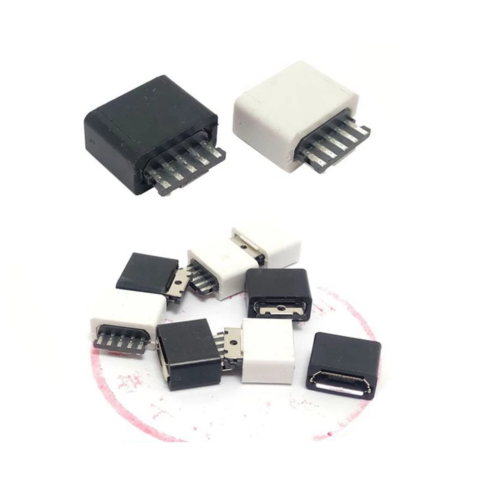 10 sets per lot DIY Micro USB 2.0 B type Female 5 Pin Socket solder cable type Assembly Adapter Connector plastic shell