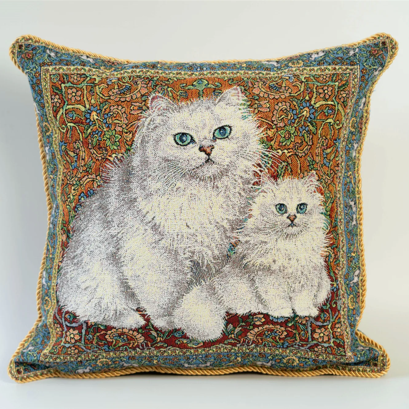 Belgian Jacquard Cushion Cover Full Color Dyed Yarn Cotton Double Sides Luxury Sofa Car Waist Classic Home Decor Pillow Case