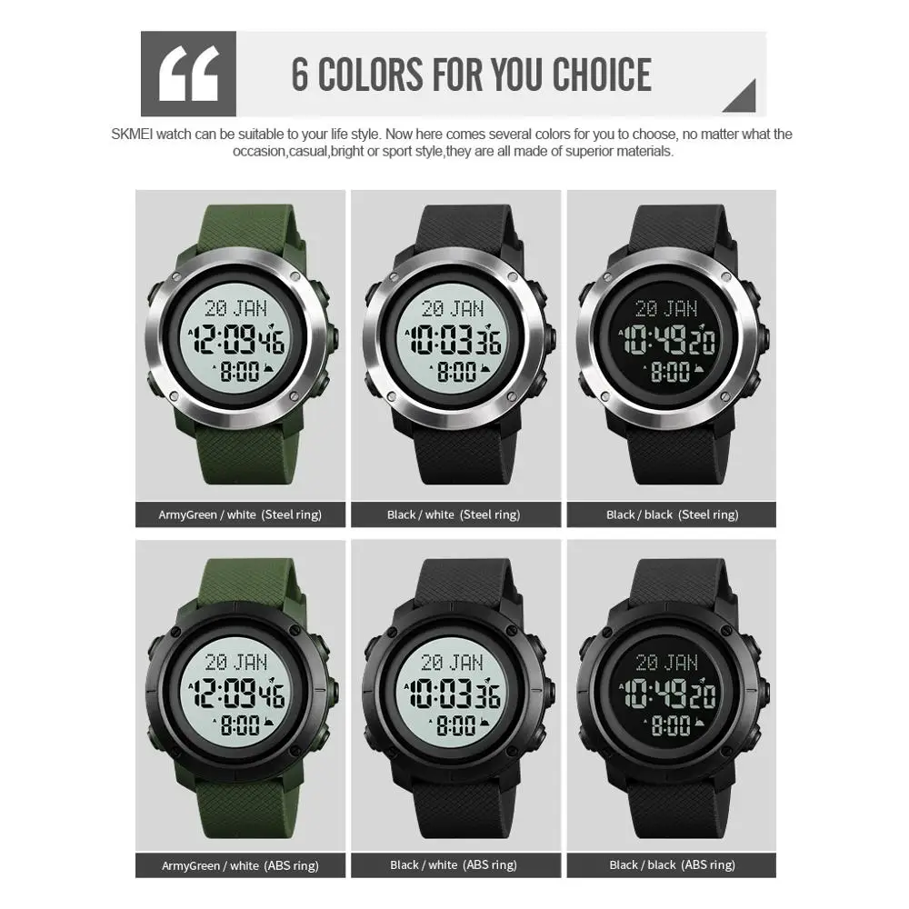 Luxury Digital Watch Men Top Brand SKMEI Qibla Remind Bookmard Wristwatch Laguange Selection Hour Fashion Mens Watches Clock