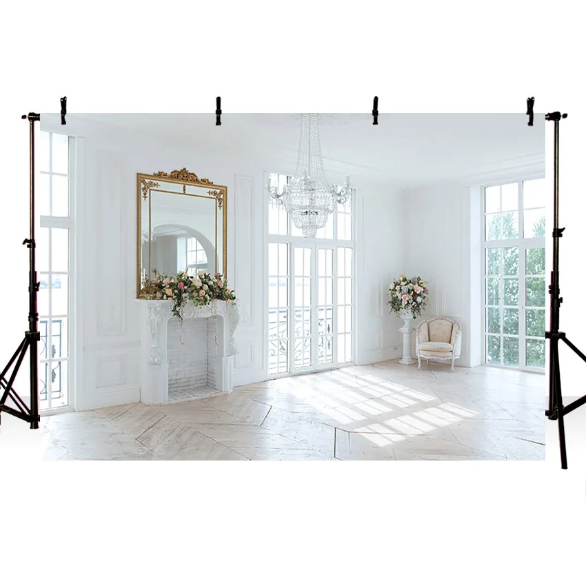 Avezano Home Backdrop Fireplace Flowers French Window Indoor Background Photography Studio Shoot Props Photocall Photozone Decor