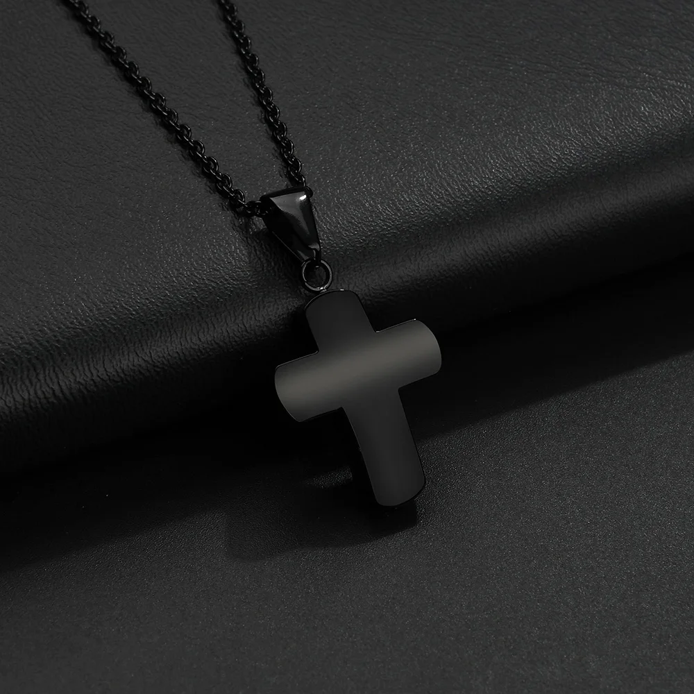 Simple Cross Necklace For Women Men Stainless Steel Chains Religion Cross Pendants Prayer Gifts with 50cm Chain