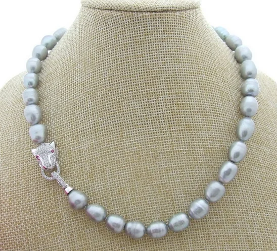 

charming STUNNING 10MM SOUTH SEA white / GREY pink / black PEARL NECKLACE 18 INCH